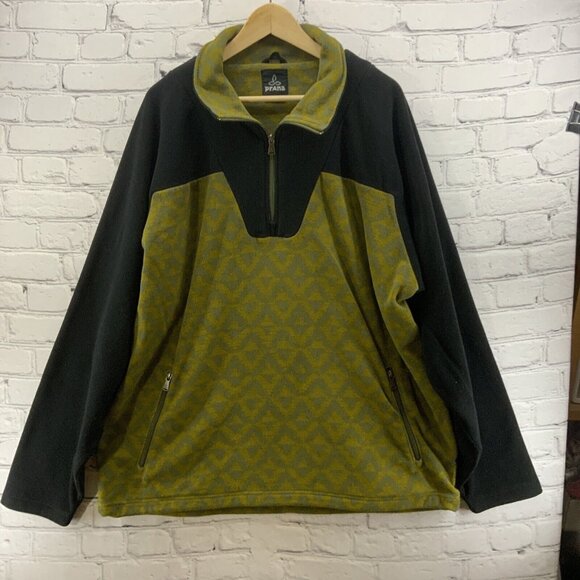 Prana Other - PrAna Arnu Jacket Mens Sz XXL Green Black Pullover 1/4 Zip Fleece